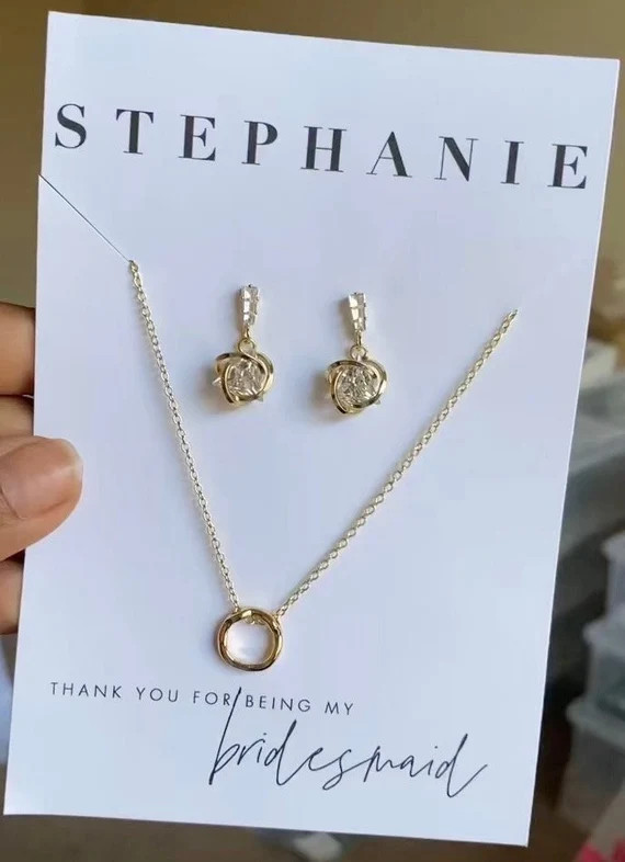 Modern Black and White Wedding Jewelry Thank You Card | Etsy | Etsy (US)