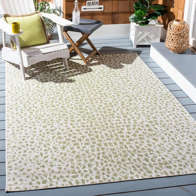SAFAVIEH Courtyard Collection 5'3" x 7'7" Ivory/Sage Green CY8505 Indoor/ Outdoor Waterproof Easy... | Amazon (US)