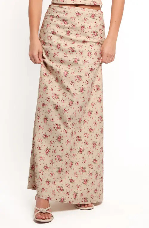 Petal & Pup Annly Floral Cotton Maxi Skirt in Red Floral at Nordstrom, Size Medium | Nordstrom