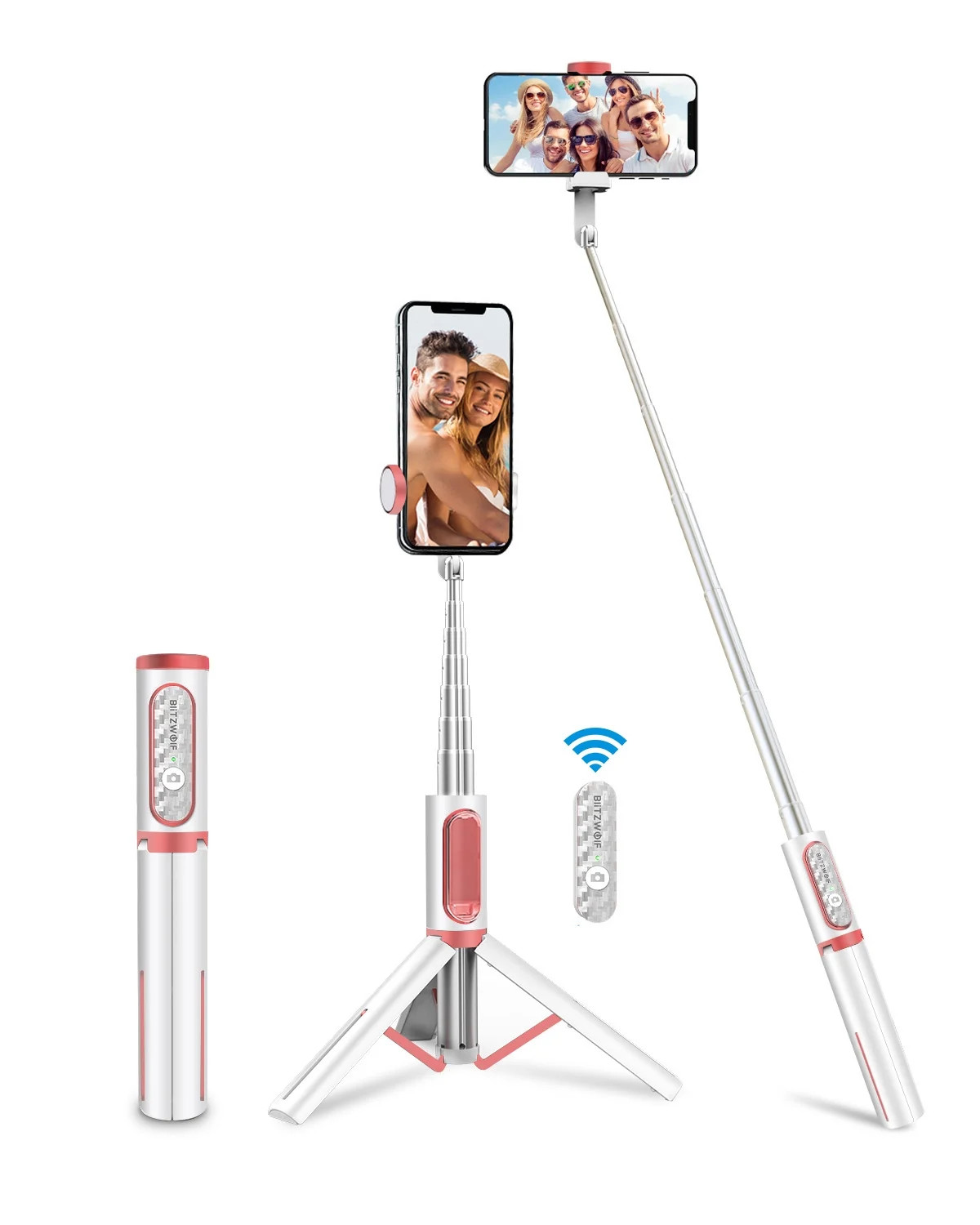 BlitzWolf Selfie Stick Tripod, Retractable Bluetooth Selfie Stick,  3 in 1 Mini Portable Tripod w... | Walmart (US)