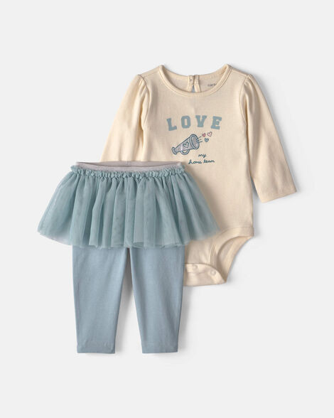 Baby Girl 2-Piece 'Love My Home Team' Long-Sleeve Bodysuit & Tulle Pant Set - Blue | Carter's | Carter's Inc