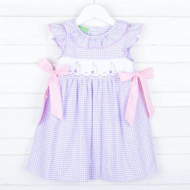 Bunny Smocked Lavender Beverly Dress | Classic Whimsy