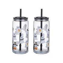 Way to Celebrate Halloween Mixed Ghost 20oz Glass Can Sipper 2 Packs | Walmart (US)