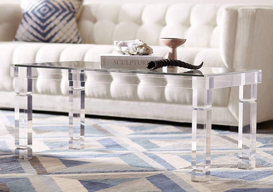 55 Downing Street Marley Modern Minimalist Acrylic Rectangular Coffee Table 42" x 24" Clear Tempe... | Amazon (US)