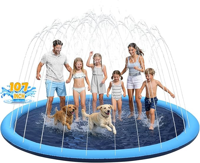 107inch Extra Large Non-Slip Splash Pad Sprinkler for Kid and Dog, Toddler Outdoor Toys for Ages ... | Amazon (US)