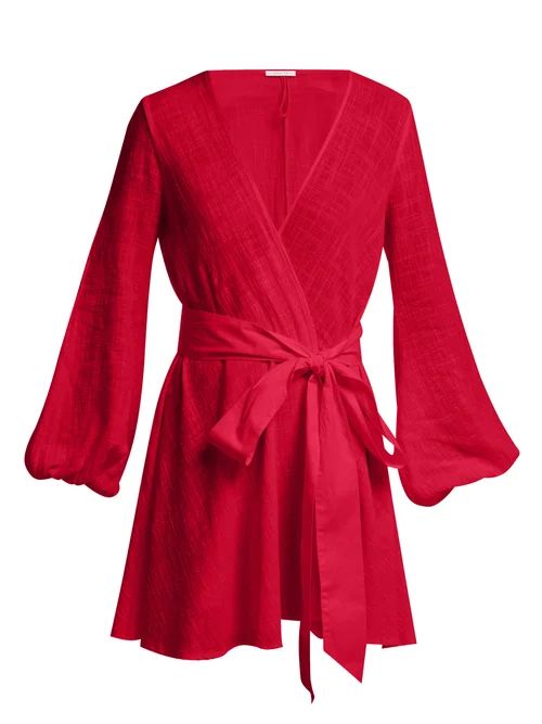 Kalita - Gaia Cotton Gauze Wrap Mini Dress - Womens - Dark Red | Matches (US)