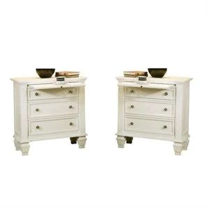 Set of 2 White Night Stand with Pull Out Shelf | Cymax