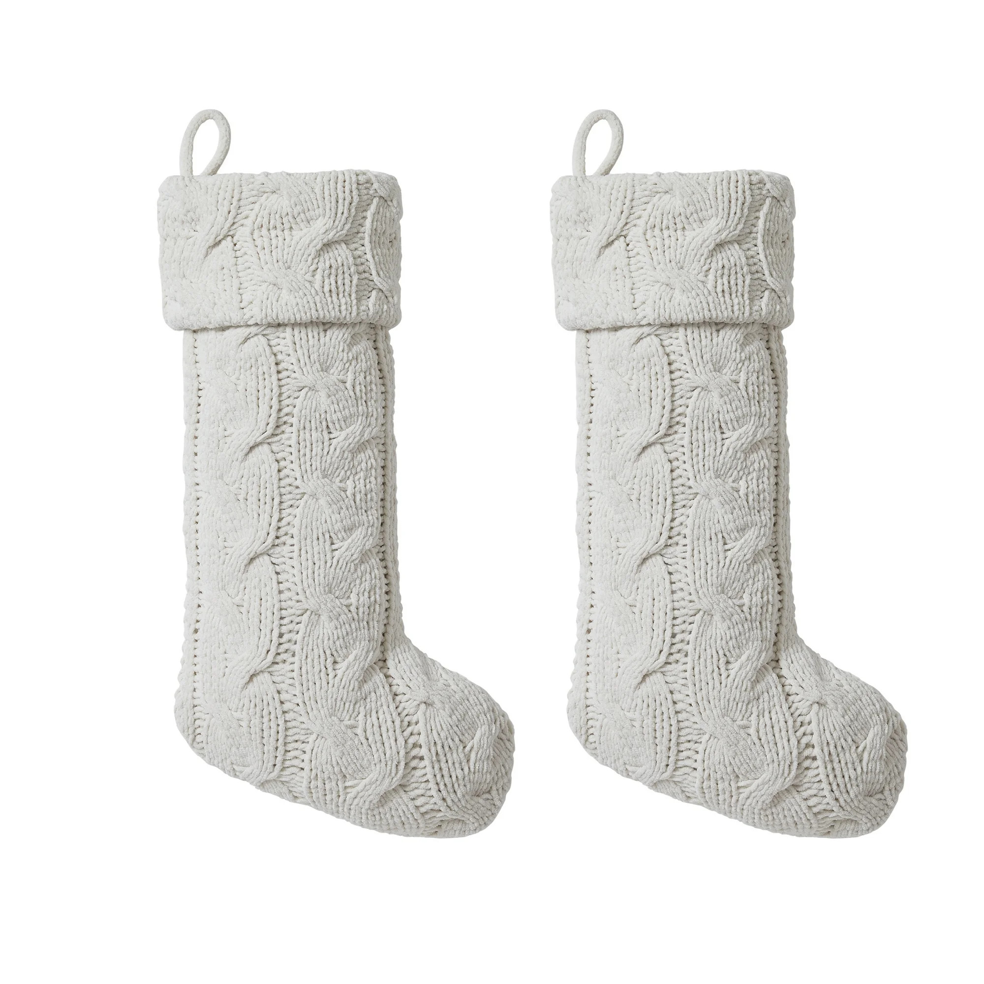 My Texas House Monte Grey Cable Knit Christmas Stockings, 20" x 10" (2 Count) | Walmart (US)