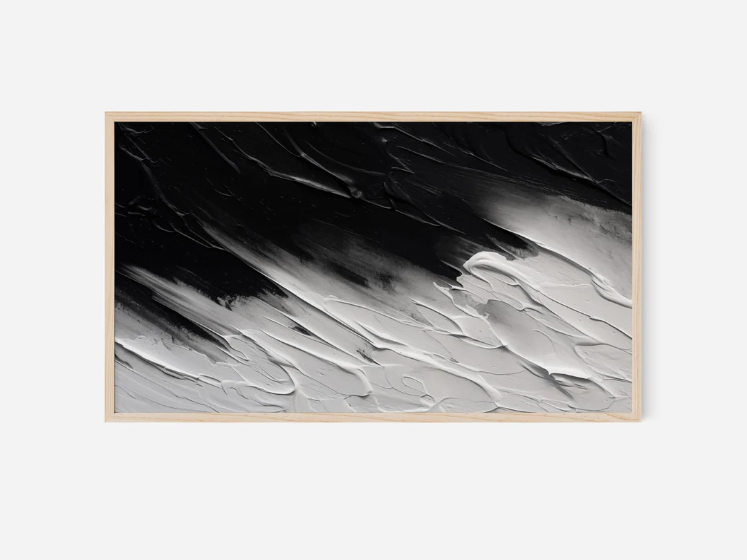 Abstract Black and White Wave Painting - Frame TV Art (Digital Download) | Etsy (US)
