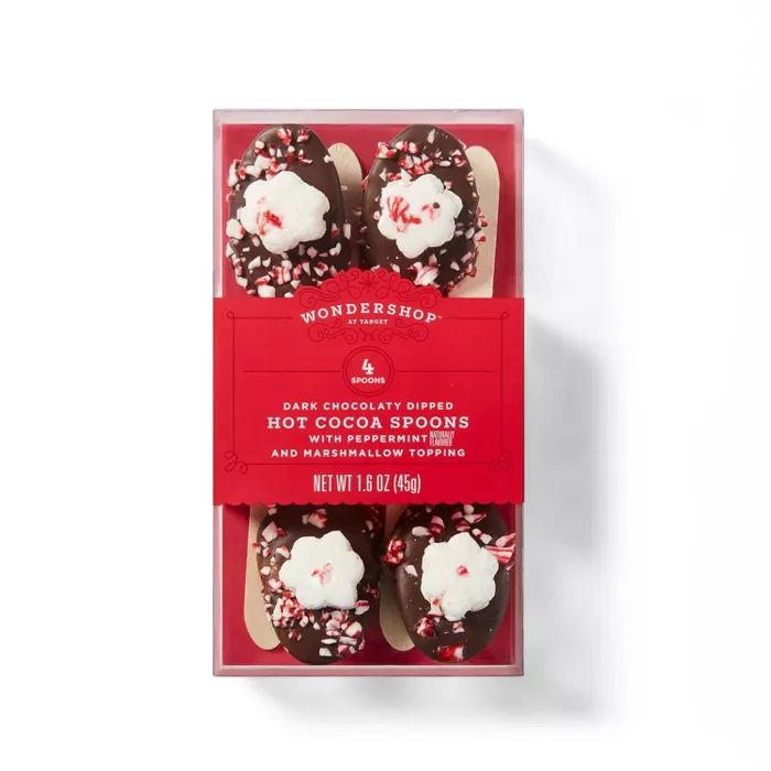 Holiday Dark Chocolate Dipped Hot Cocoa Spoons with Peppermint & Marshmallow Topping - 1.6 oz - W... | Target