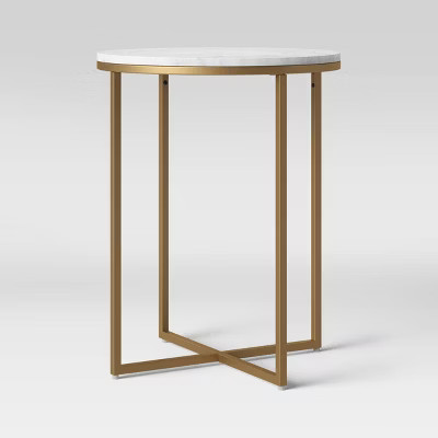 Dale Round White Marble Top End Table with Brass Base - Project 62™ | Target