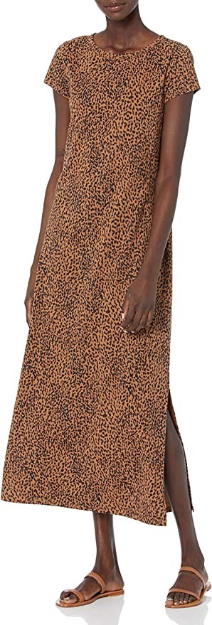 Daily Ritual Women's Lived-in Cotton Relaxed-Fit Short-Sleeve Crewneck Maxi Dress | Amazon (US)