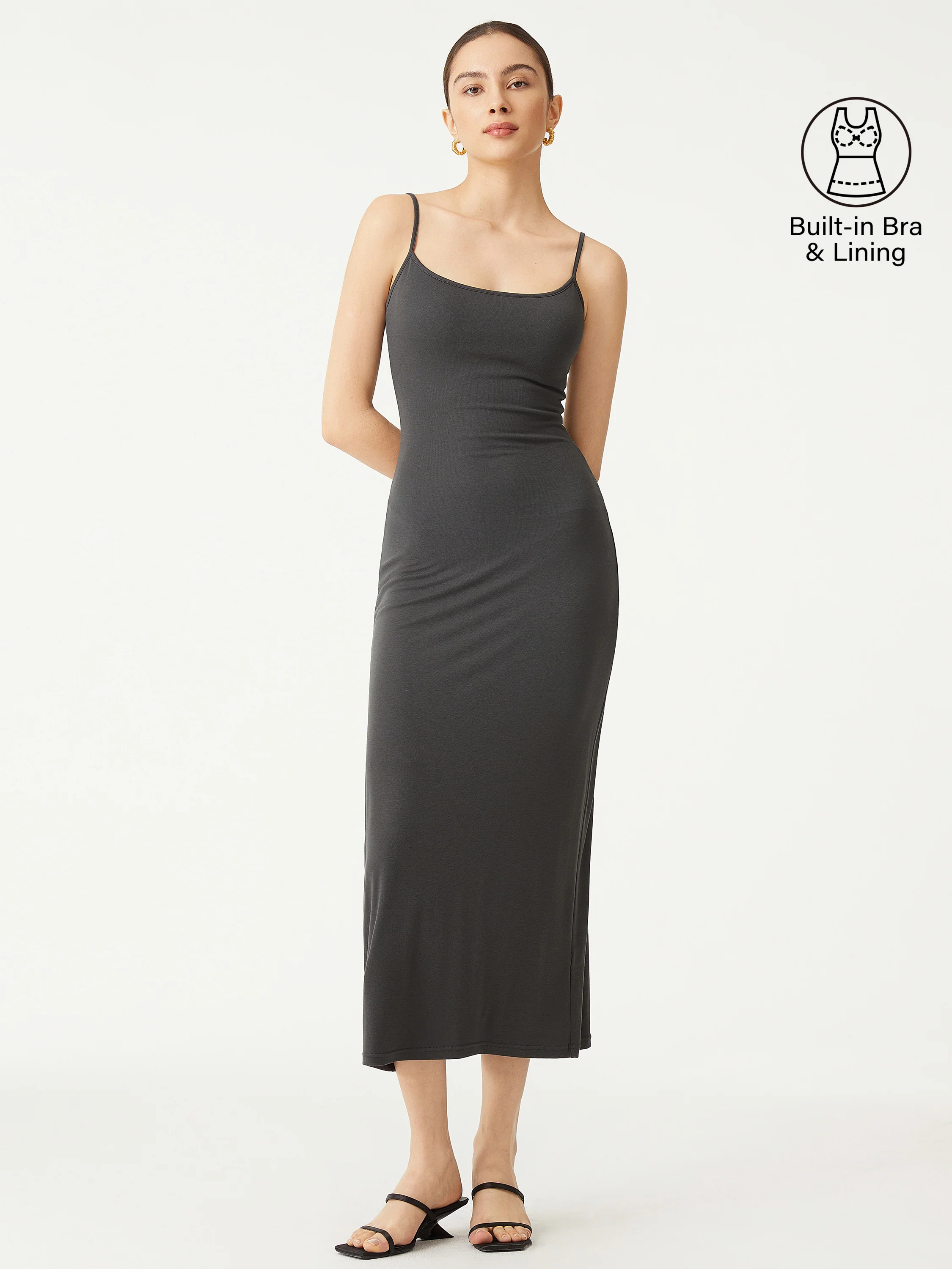 Eco-SkinKiss® Maria Spaghetti Strap Brami Dress - Blue Charcoal | OGL