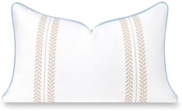 Hofdeco Premium Coastal Hampton Patio Indoor Outdoor Lumbar Pillow Cover Only, 12"x20" Water Repe... | Amazon (US)