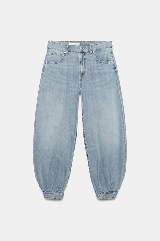MID-RISE - BALLOON FITMid-rise jeans with belt loops and five pockets. Cuffed hem with opening an... | Zara US