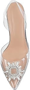 Clear Heels For Women,Crystal Rhinestones Slingback Wedding Shoes,Pointed Toe High Heel Womens Sa... | Amazon (US)