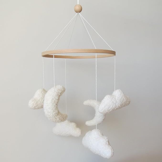 Cloud Crib Mobile Cloud Baby Mobile for Crib Neutral Boho Moon and Clouds Mobile Neutral Nursery ... | Amazon (US)
