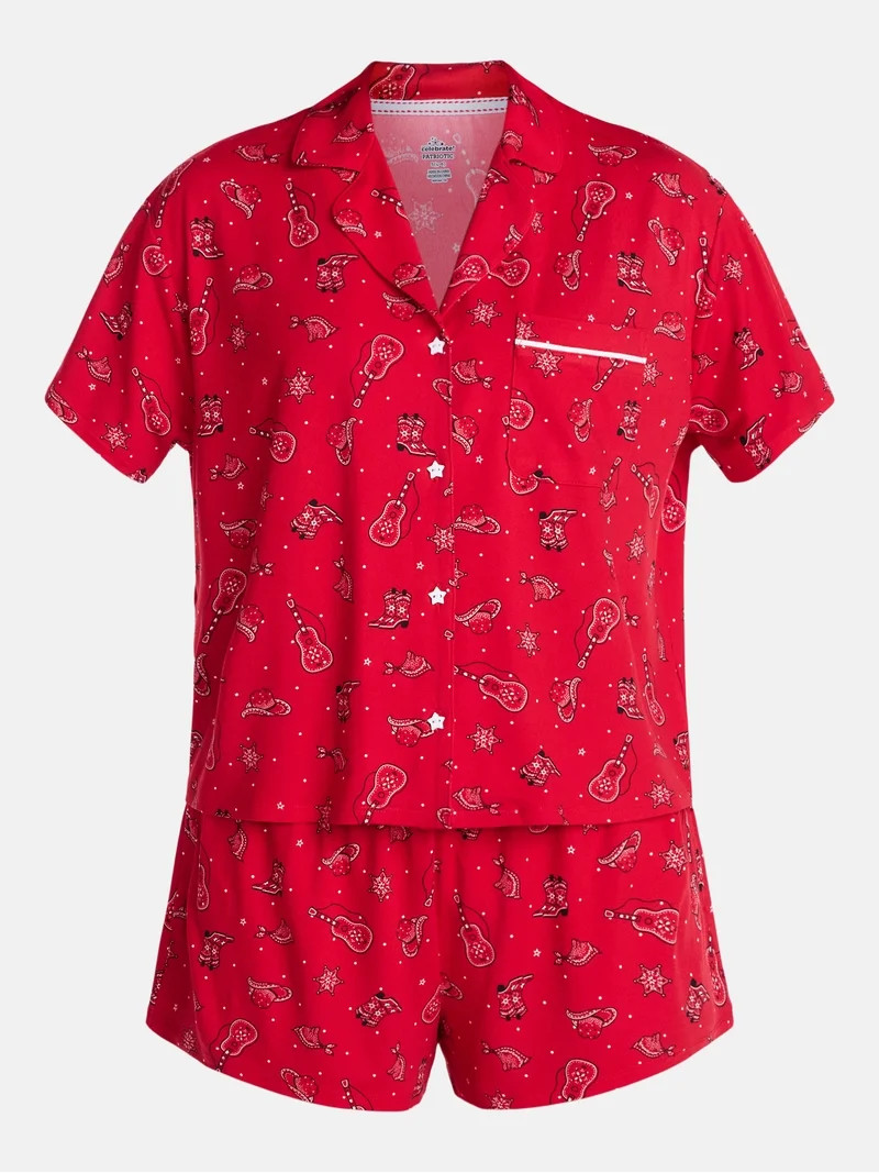 Way to Celebrate Women's Shorty Notch Fourth of July Pajama Set, 2-Piece, Sizes XS-3X | Walmart (US)