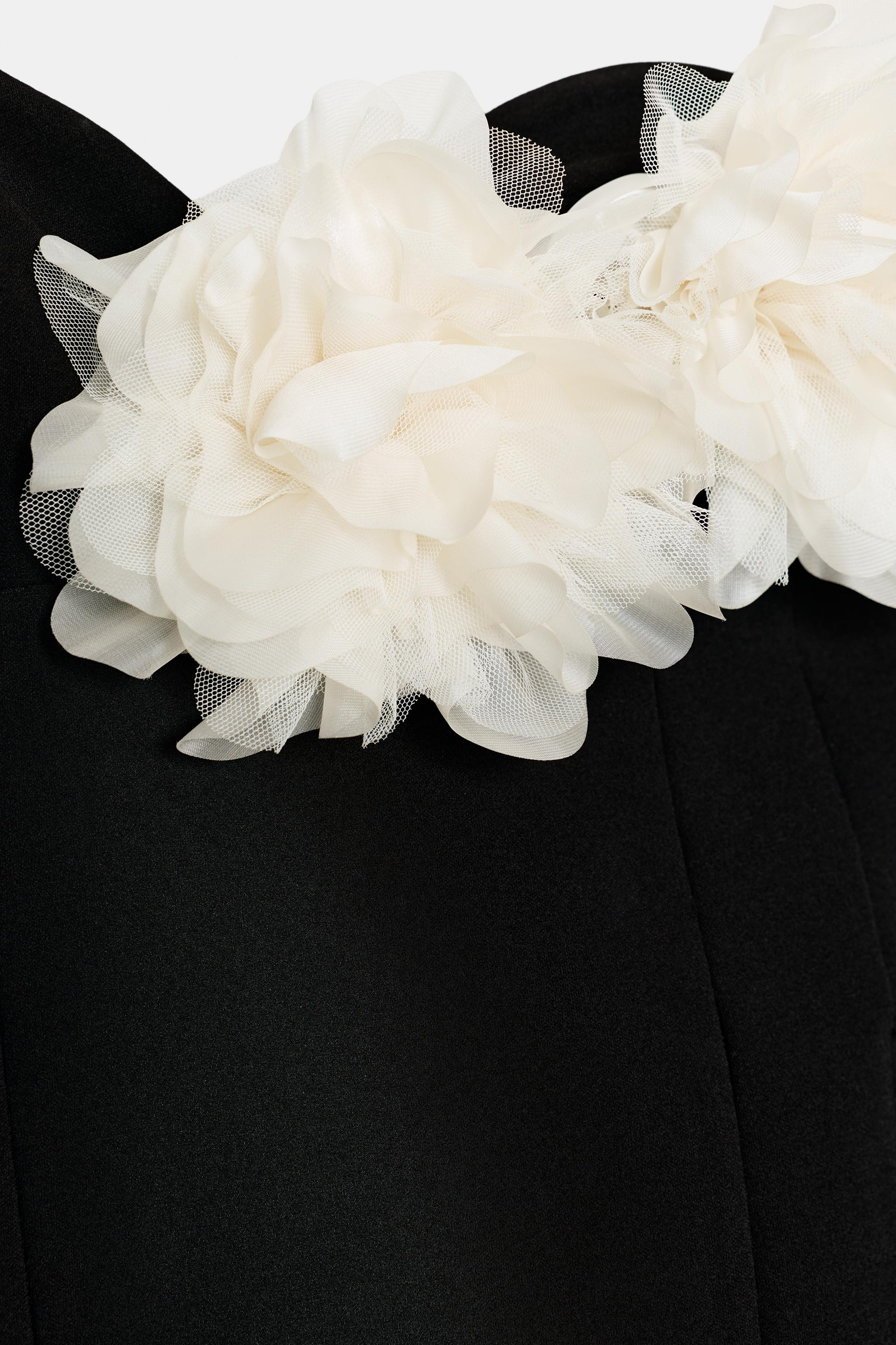 CONTRAST FLORAL STRAPLESS DRESS | Zara US