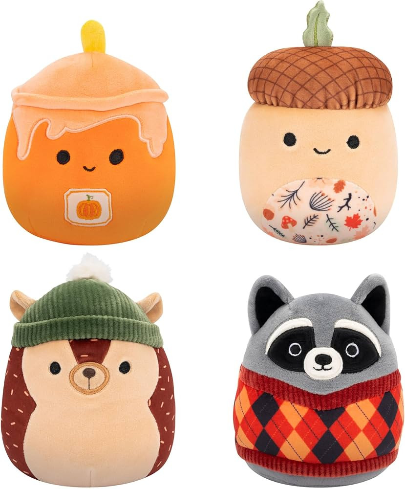 Squishmallows Original 5in Harvest 4-Pack – Hans Hedgehog, Mac Acorn, Misha Candle, Rocky Racco... | Amazon (US)