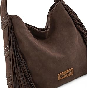 Wrangler Fringe Suede Hobo Bag for Women Leather Western Fringe Purse Tassel Hippie Shoulder Bag | Amazon (US)