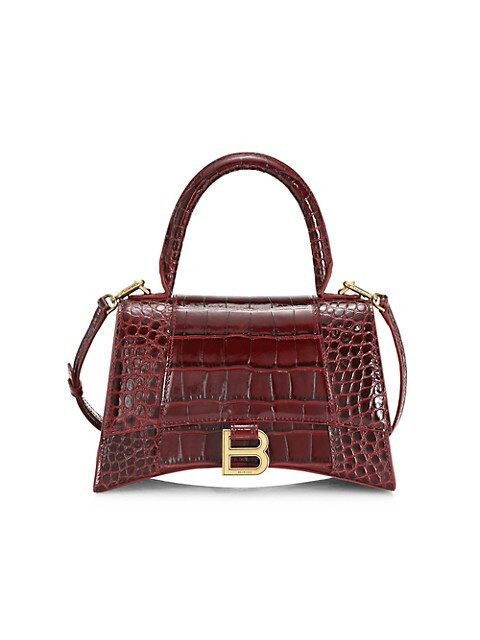 Balenciaga Hourglass Croc-Embossed Leather Top Handle Bag | Saks Fifth Avenue