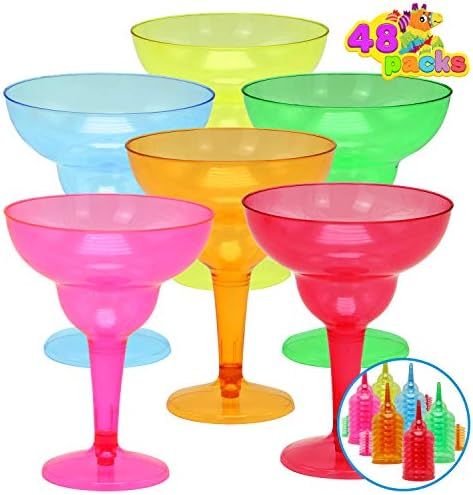 48 Packs Plastic Margarita Glasses Cups 12 oz Disposable Colorful Cinco De Mayo Fiesta Party Deco... | Amazon (US)