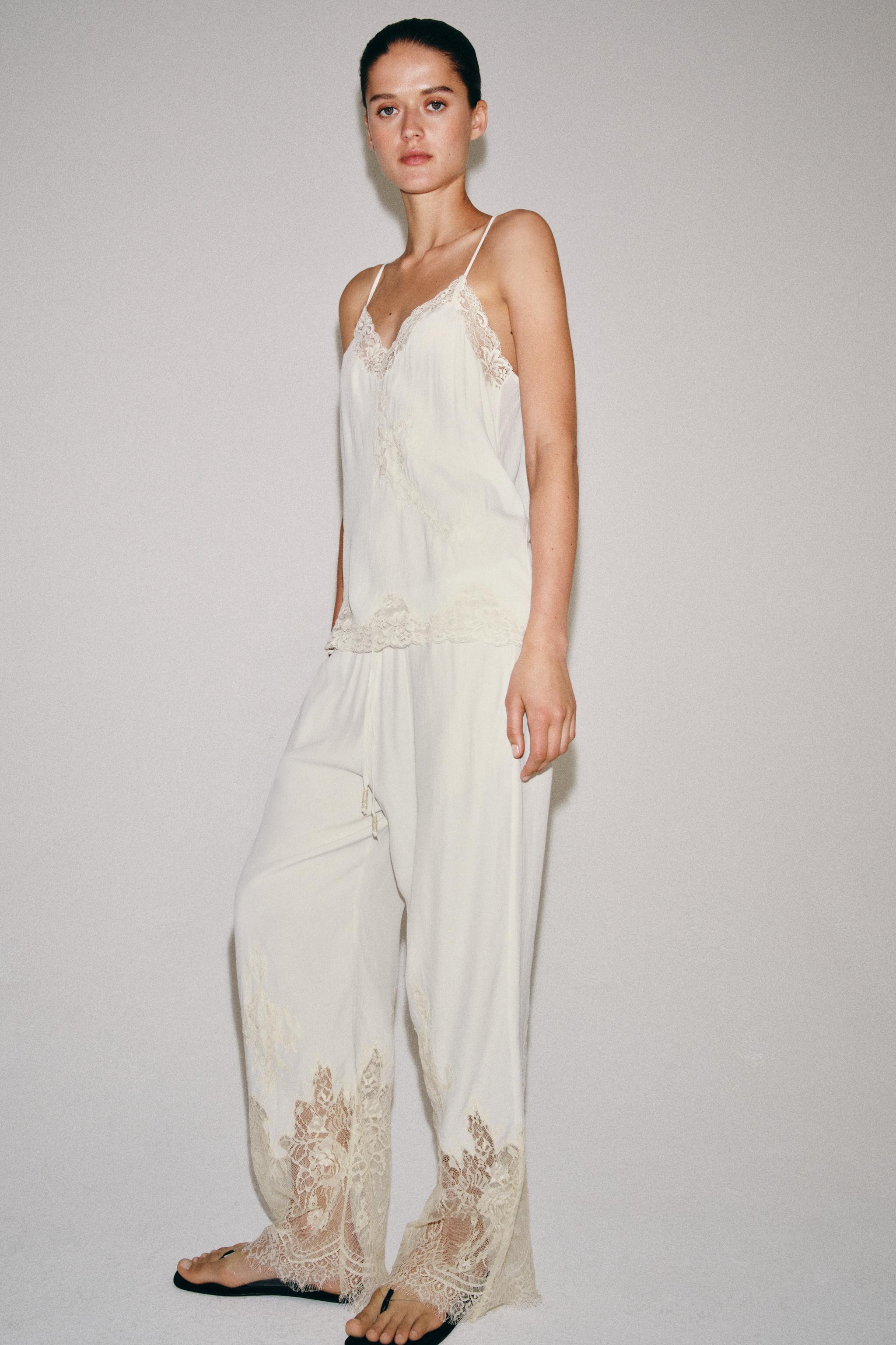 ZW COLLECTION LACE PAJAMA PANTS | Zara US