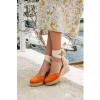 Orange Suede Espadrille Wedges Handmade Jute Platform Shoes | Etsy (US)