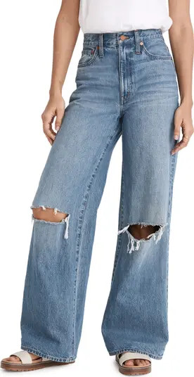 Madewell Ripped High Waist Superwide Leg Jeans | Nordstrom | Nordstrom