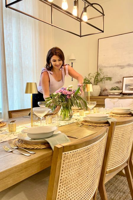 Spring table scape! Love my lilac bow bodysuit from Old Navy! 

#LTKworkwear #LTKhome #LTKfindsunder50