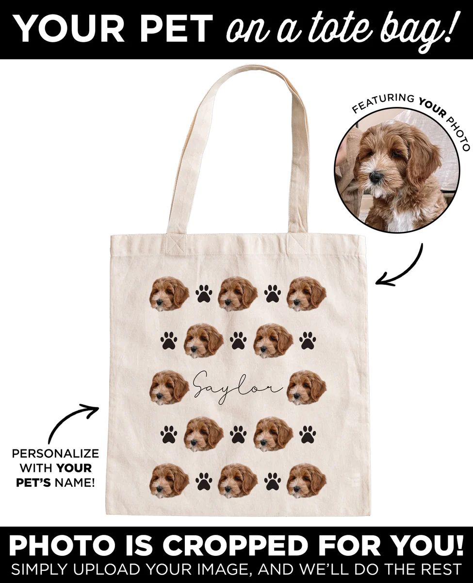 Personalized Pet Pattern Tote Bag | Type League Press