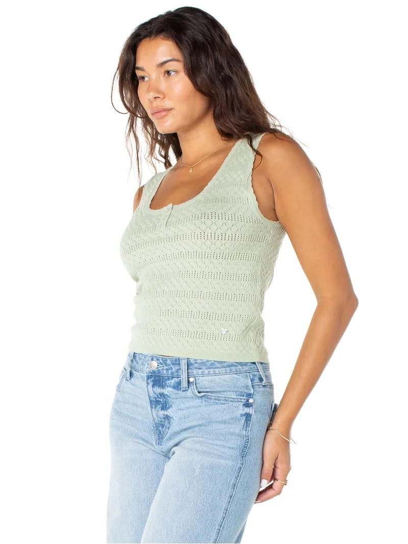 Celebrity Pink Women's Pointelle Henley Tank Top, Sizes XS-XXXL | Walmart (US)