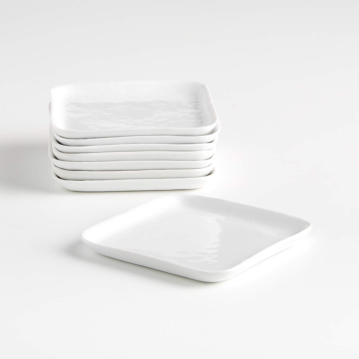 Mercer White Square Ceramic Appetizer Plates, Set of 8 + Reviews | Crate & Barrel | Crate & Barrel