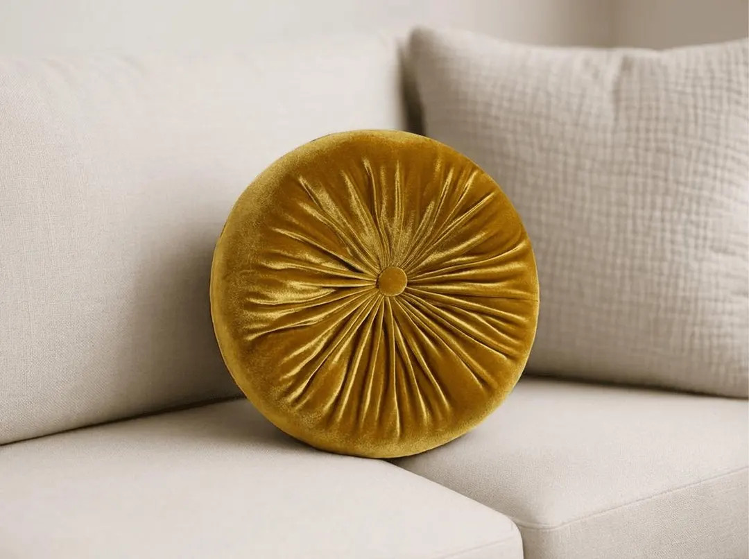 Golden Oak Velvet Round Pillow: 12" Decorative Cushion - Etsy | Etsy (US)