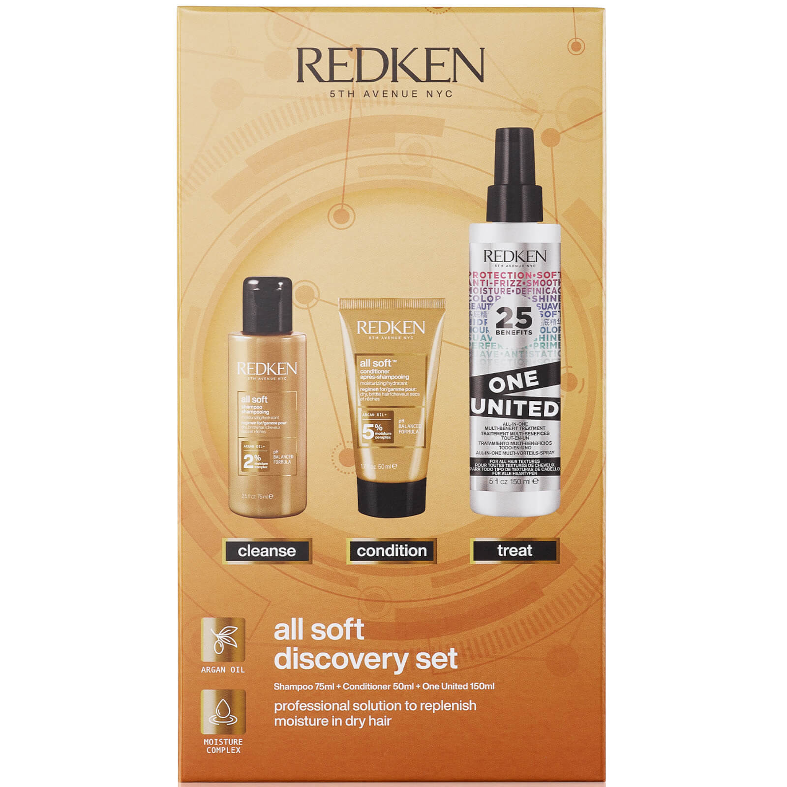 Redken All Soft Shampoo 75ml, Conditioner 50ml and One United Hair Treatment 150ml Discovery Set | Look Fantastic (UK)