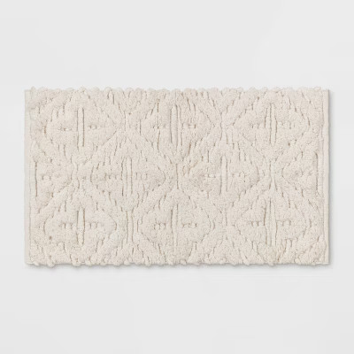Textured Diamond Shag Bath Rug Cream - Opalhouse™ | Target