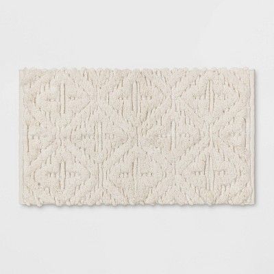 Textured Diamond Shag Bath Rug Cream - Opalhouse&#8482; | Target