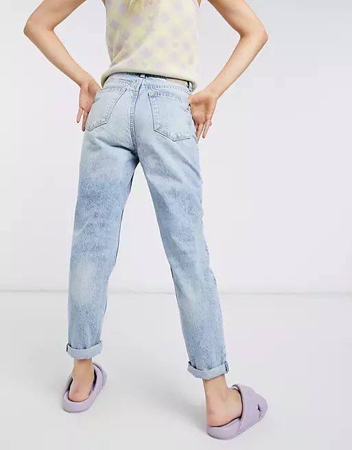 Bershka organic cotton mom jean in light blue | ASOS (Global)