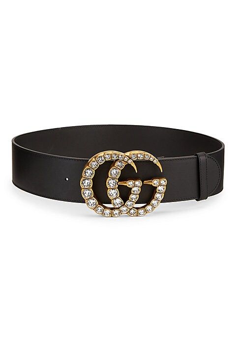 Gucci Women's GG Leather & Crystal Belt - Black - Size 80 (Small) | Saks Fifth Avenue