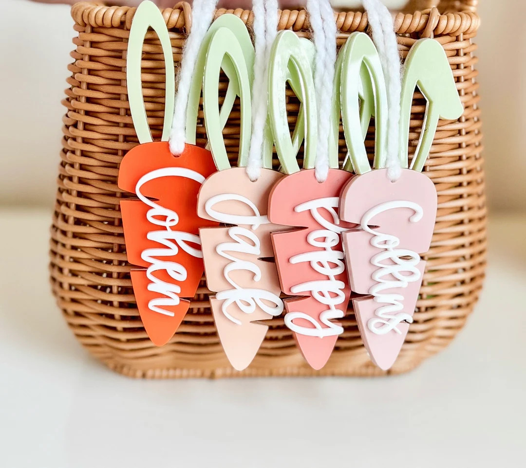 Easter Basket Carrot Tag | Personalized Carrot Easter Basket Tag | Bunny Egg Basket Tag | | Etsy (US)