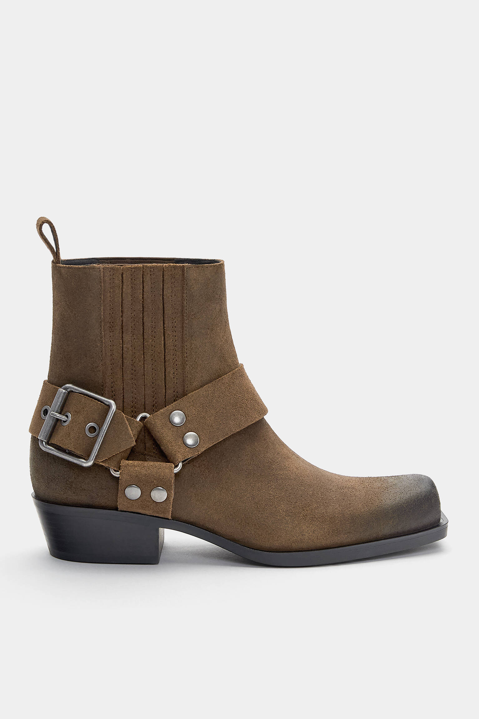 Heeled split suede ankle boots with buckle | PULL and BEAR UK