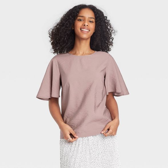 Women's Flutter Short Sleeve Top - A New Day™ | Target