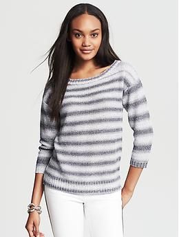 Textured Stripe Drop-Shoulder Pullover | Banana Republic US