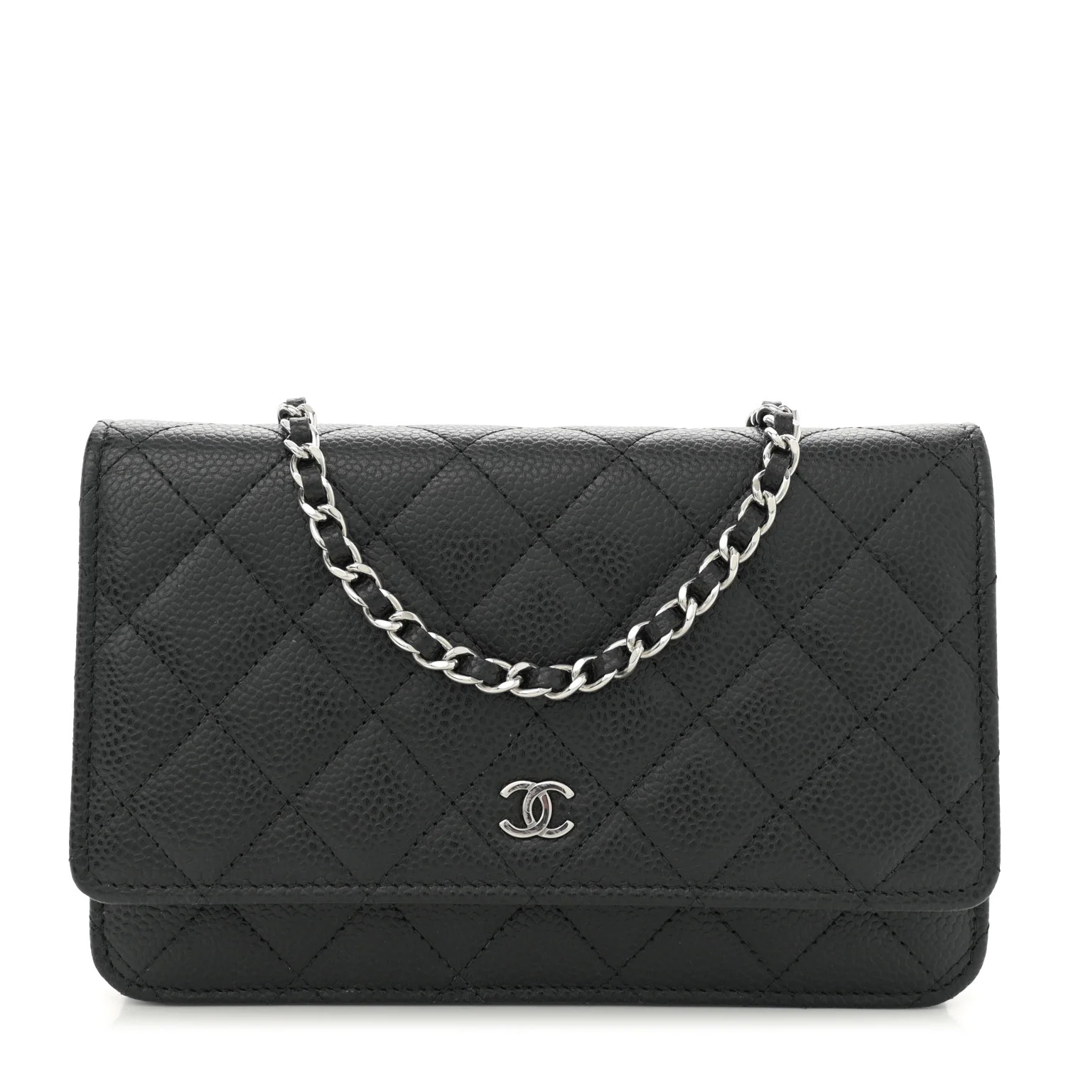Caviar Quilted Wallet on Chain WOC Black | FASHIONPHILE (US)