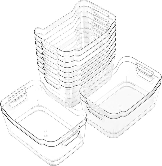 12 Pack Clear Plastic Storage Bins, Pantry Organizers and Storage, Clear Pantry Organizer Bins, P... | Amazon (US)