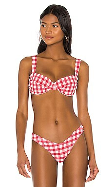 Montce Swim Bustier Bikini Top in Red Gingham from Revolve.com | Revolve Clothing (Global)