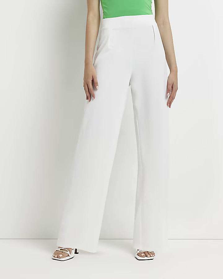White Wide Leg Scuba Trouser | River Island (UK & IE)