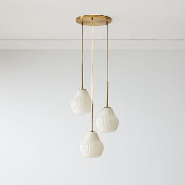 Sculptural Glass 3-Light Ribbed Chandelier - Champagne | West Elm (US)