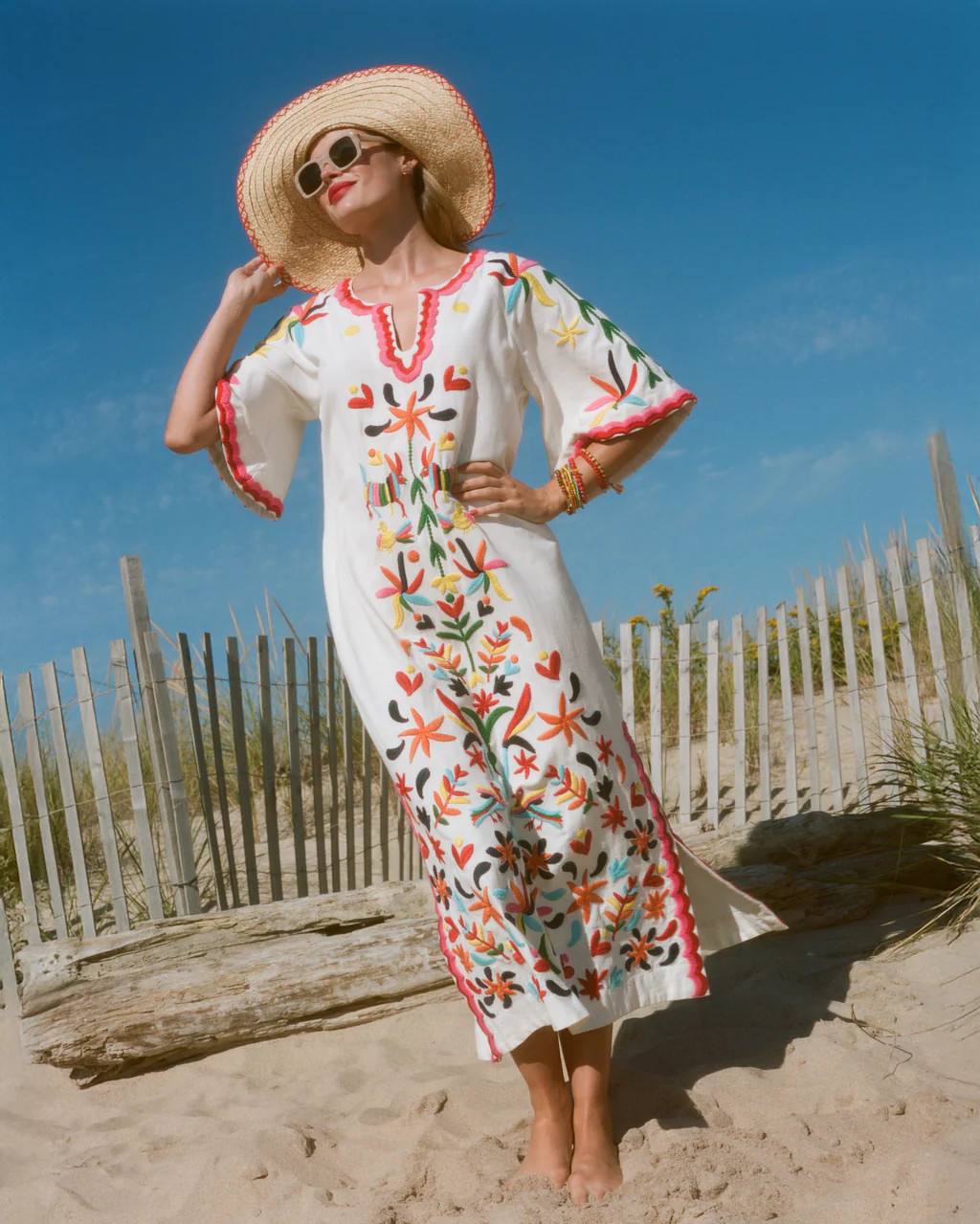 Charming Caftan Maxi - Veracruz Embroidery Oyster | Frances Valentine